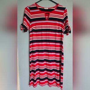 Striped Red, White, Navy and Light Blue Tshirt Dress Westport Size Medium